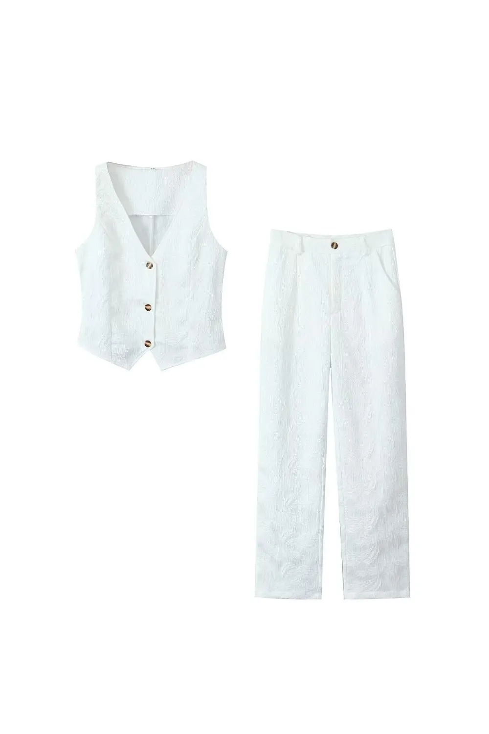‘ Ryan’ Ribbed-Knit Vest & Long Pants Set