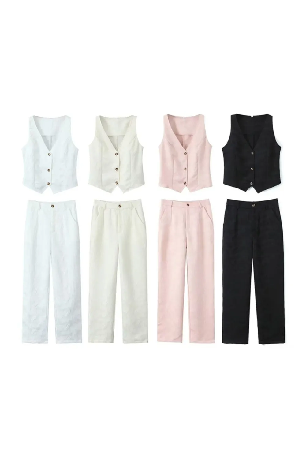 ‘ Ryan’ Ribbed-Knit Vest & Long Pants Set
