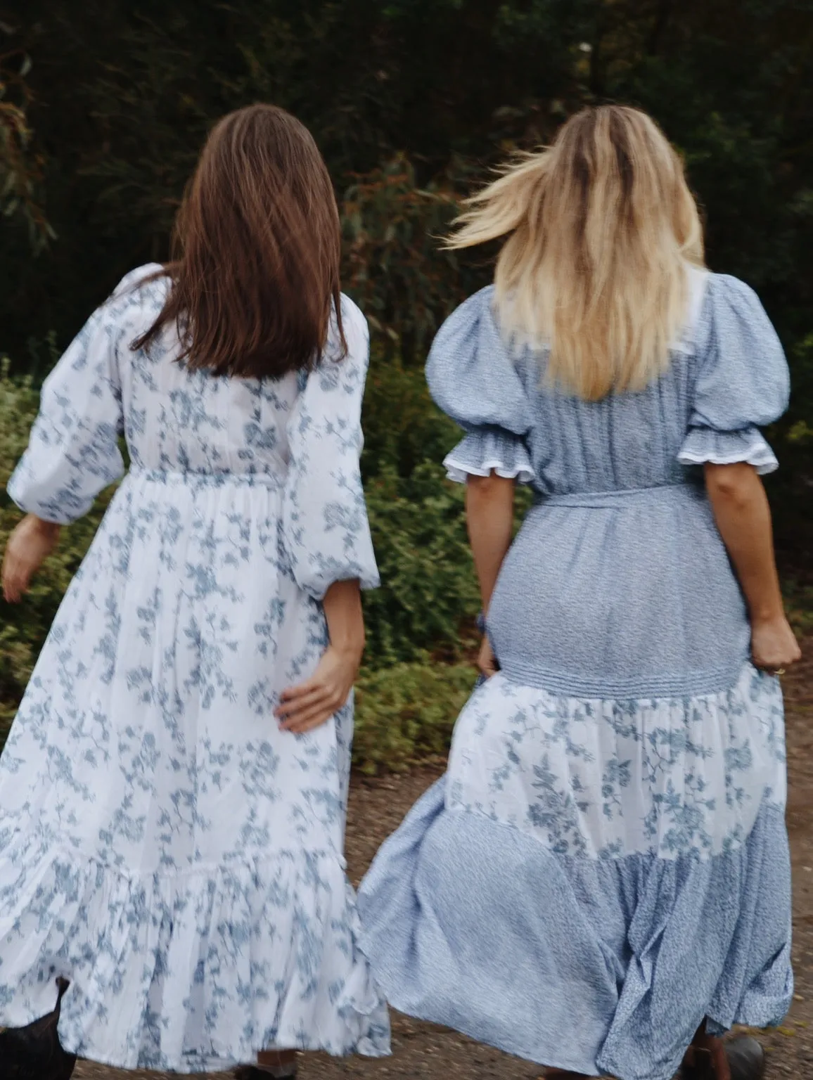 100% RECYCLED COTTON - MORNING SONG HAND SMOCKED TIERED DRESS - CORNFLOWER BLUE ROSE