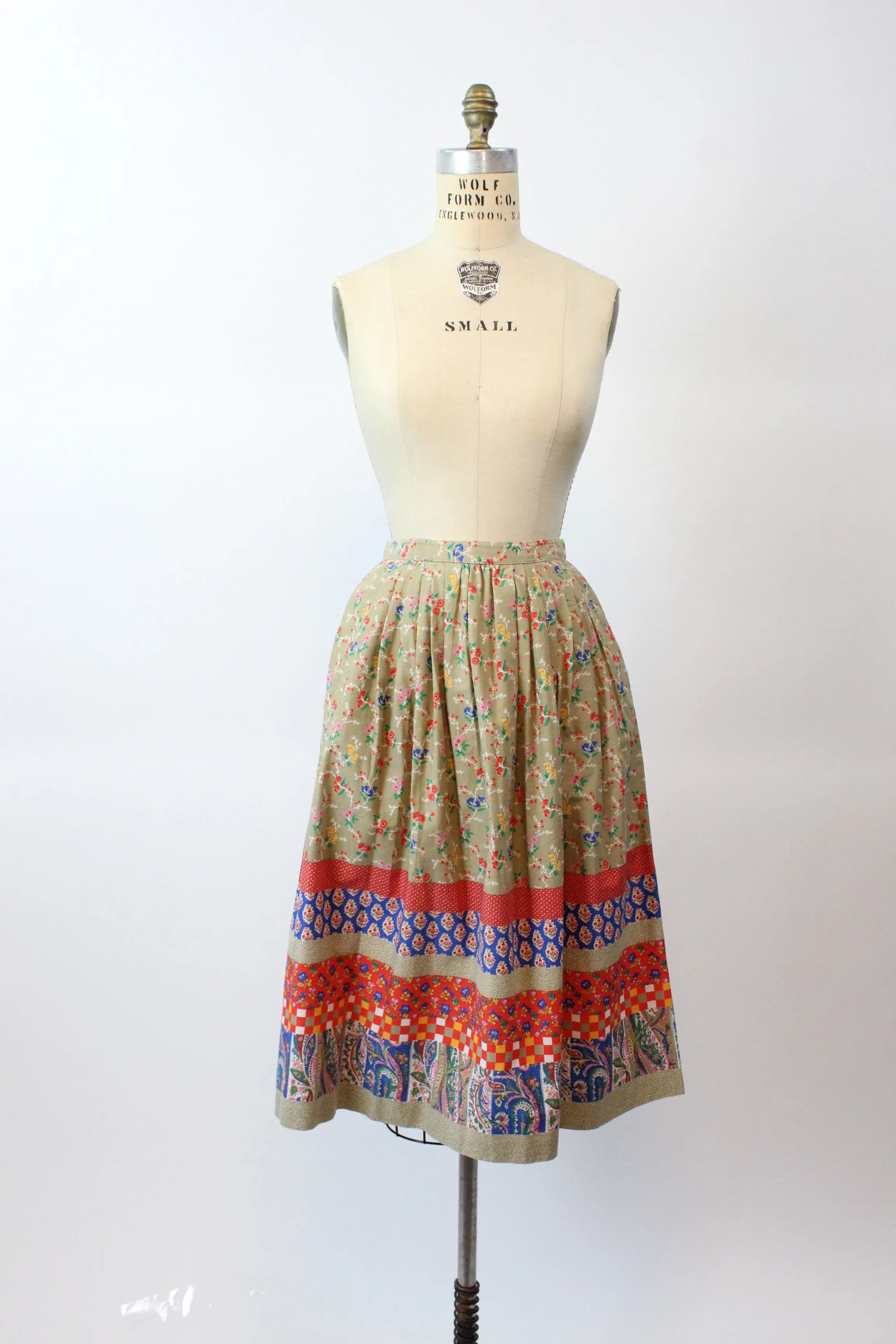 1960s FRENCH cotton PEASANT blouse and skirt SET xs | new spring summer