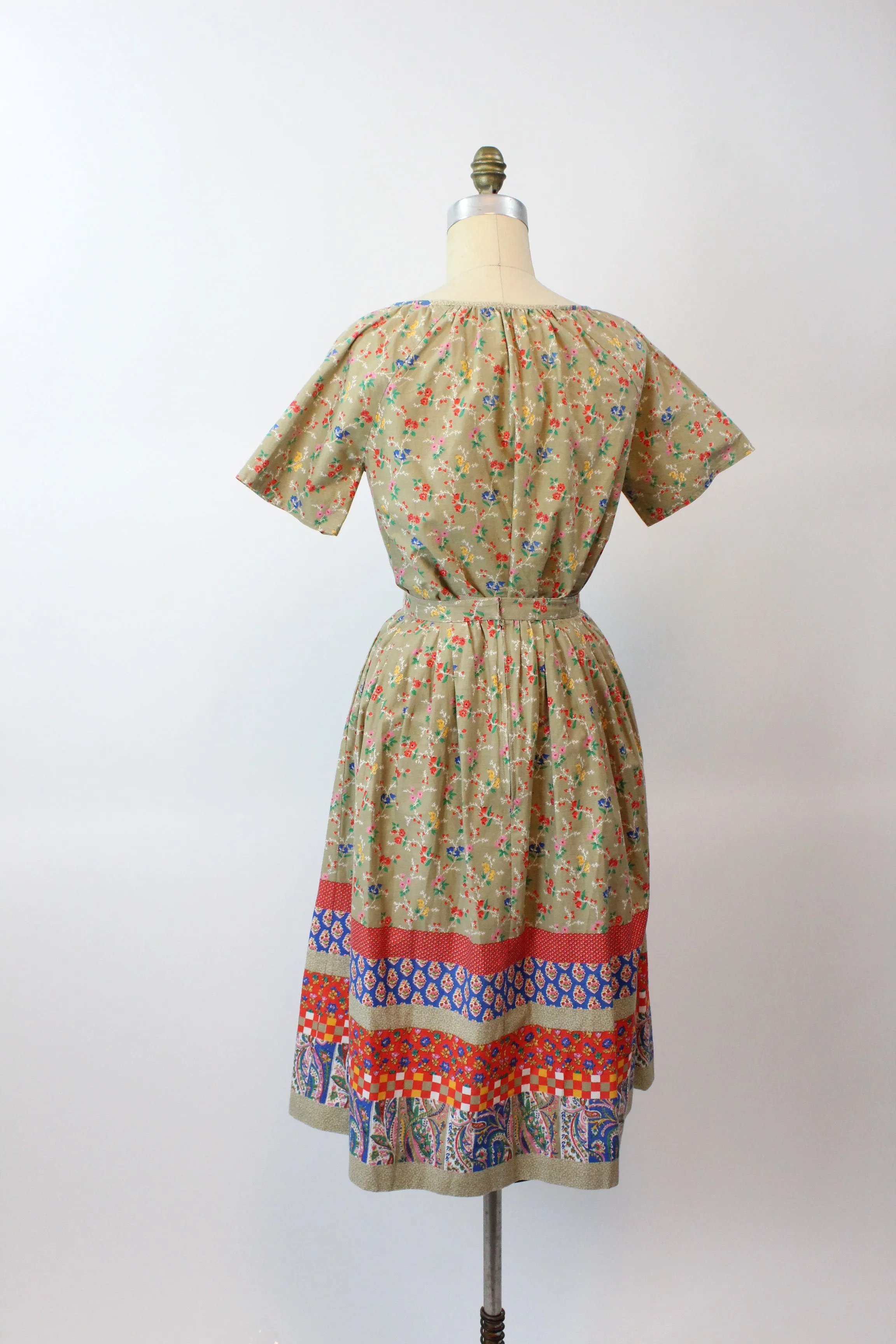1960s FRENCH cotton PEASANT blouse and skirt SET xs | new spring summer