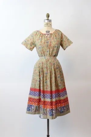 1960s FRENCH cotton PEASANT blouse and skirt SET xs | new spring summer