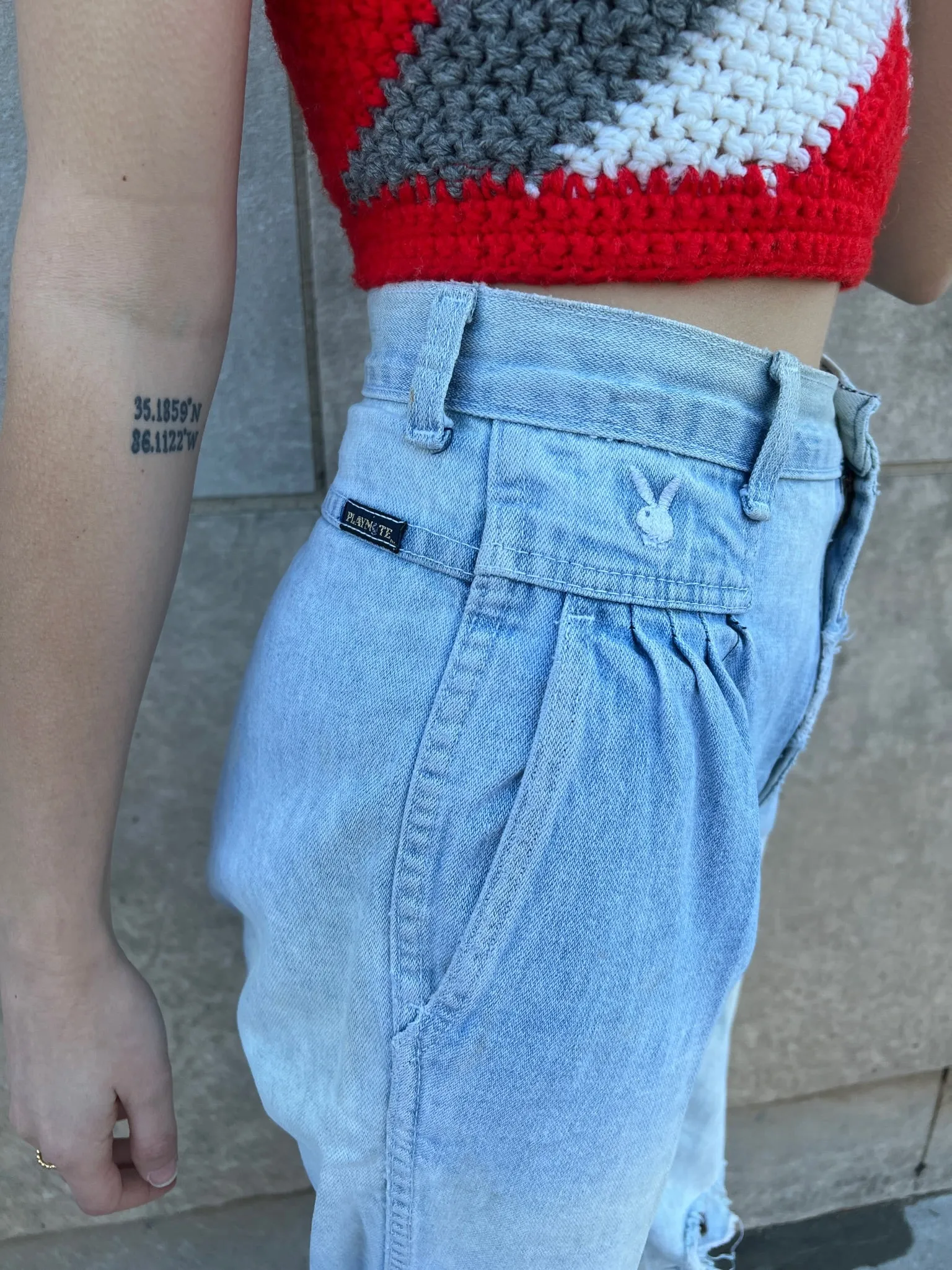 80s Faded, Thrashed Denim Jeans, Playboy