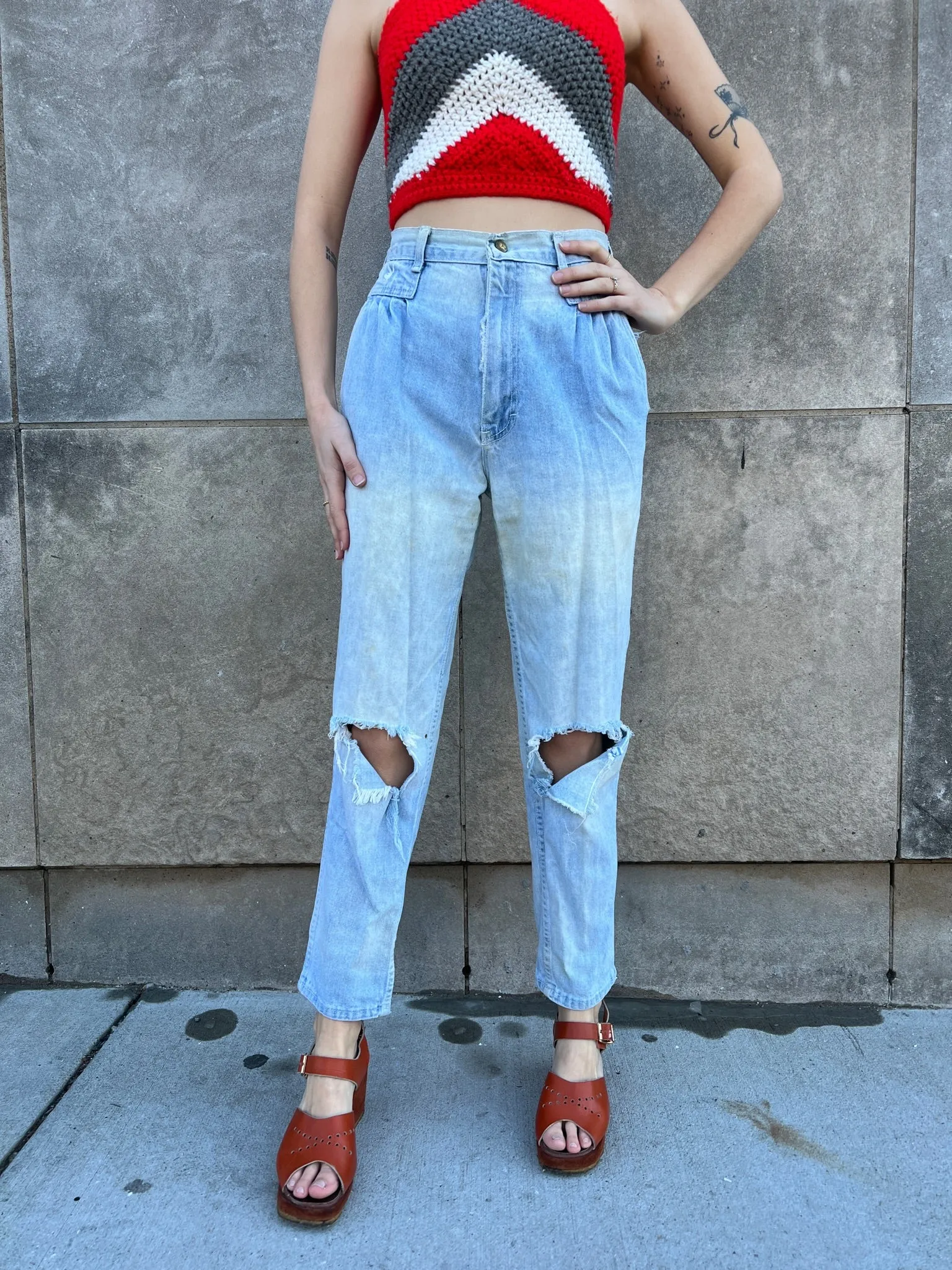 80s Faded, Thrashed Denim Jeans, Playboy