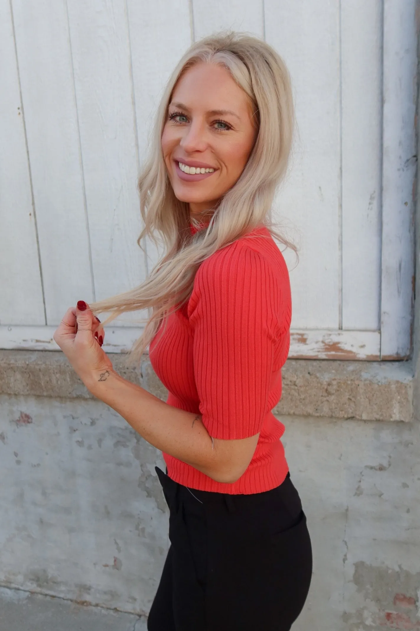 All My Love Red Mock Neck Top