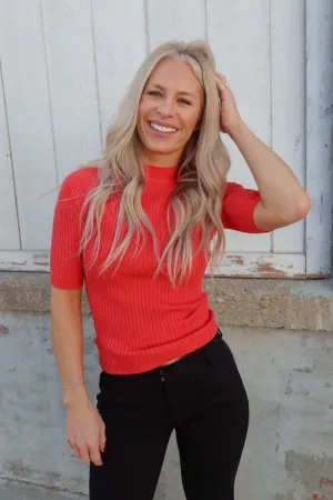 All My Love Red Mock Neck Top