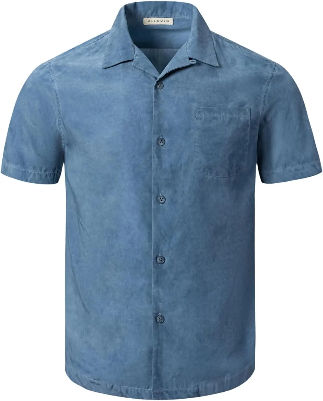 ALLOVIN Men’s Linen & Tencel Lyocell Hawaiian Shirt – Loose Fit Floral Button Down for Beach, Holiday & Summer Casual