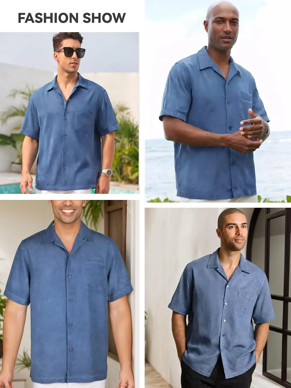 ALLOVIN Men’s Linen & Tencel Lyocell Hawaiian Shirt – Loose Fit Floral Button Down for Beach, Holiday & Summer Casual