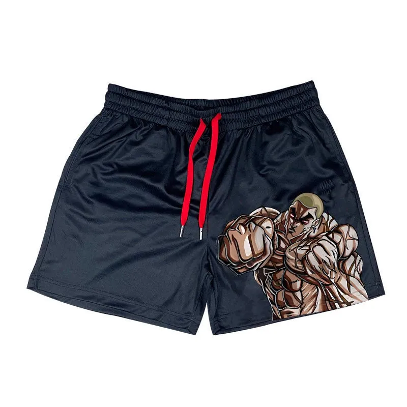 Anime Baki Haman Print Beach Shorts