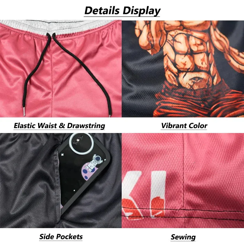 Anime Baki Haman Print Beach Shorts