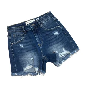 Ava High Rise Denim Shorts- Dark Wash