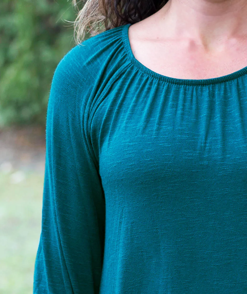 AVA peasant sleeve top in Deep Teal