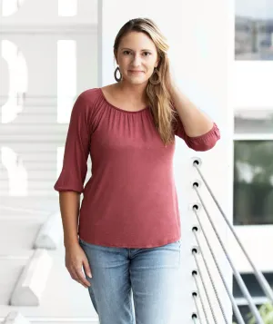 AVA peasant sleeve top in Marsala