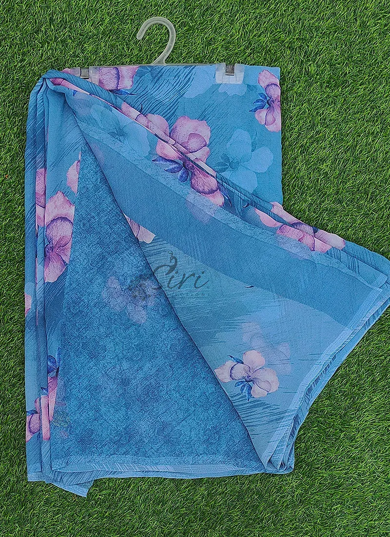 Beautiful Digital Print Floral Georgette Saree