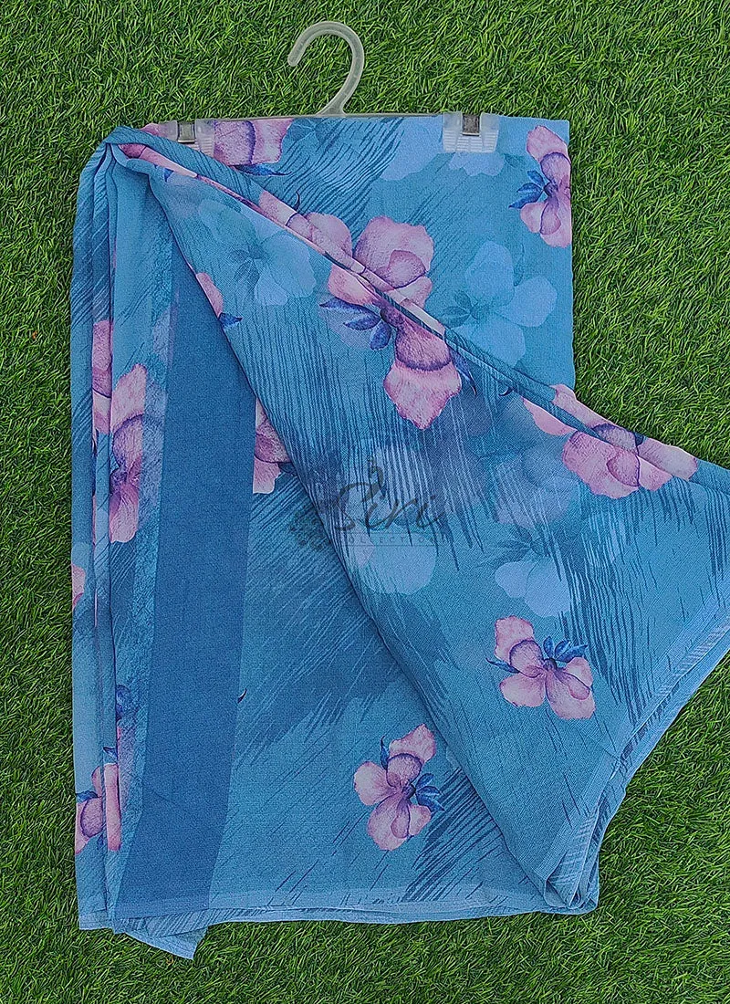 Beautiful Digital Print Floral Georgette Saree