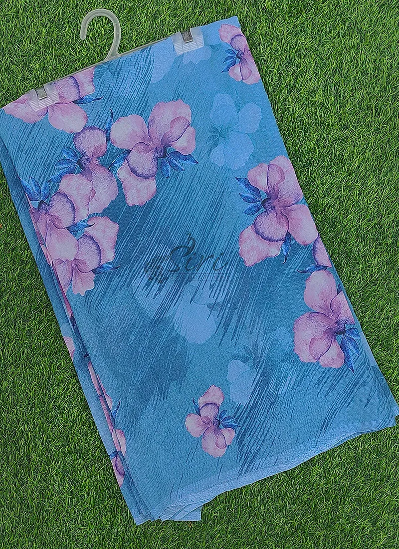 Beautiful Digital Print Floral Georgette Saree