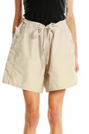 Beige Drawstring Casual Shorts