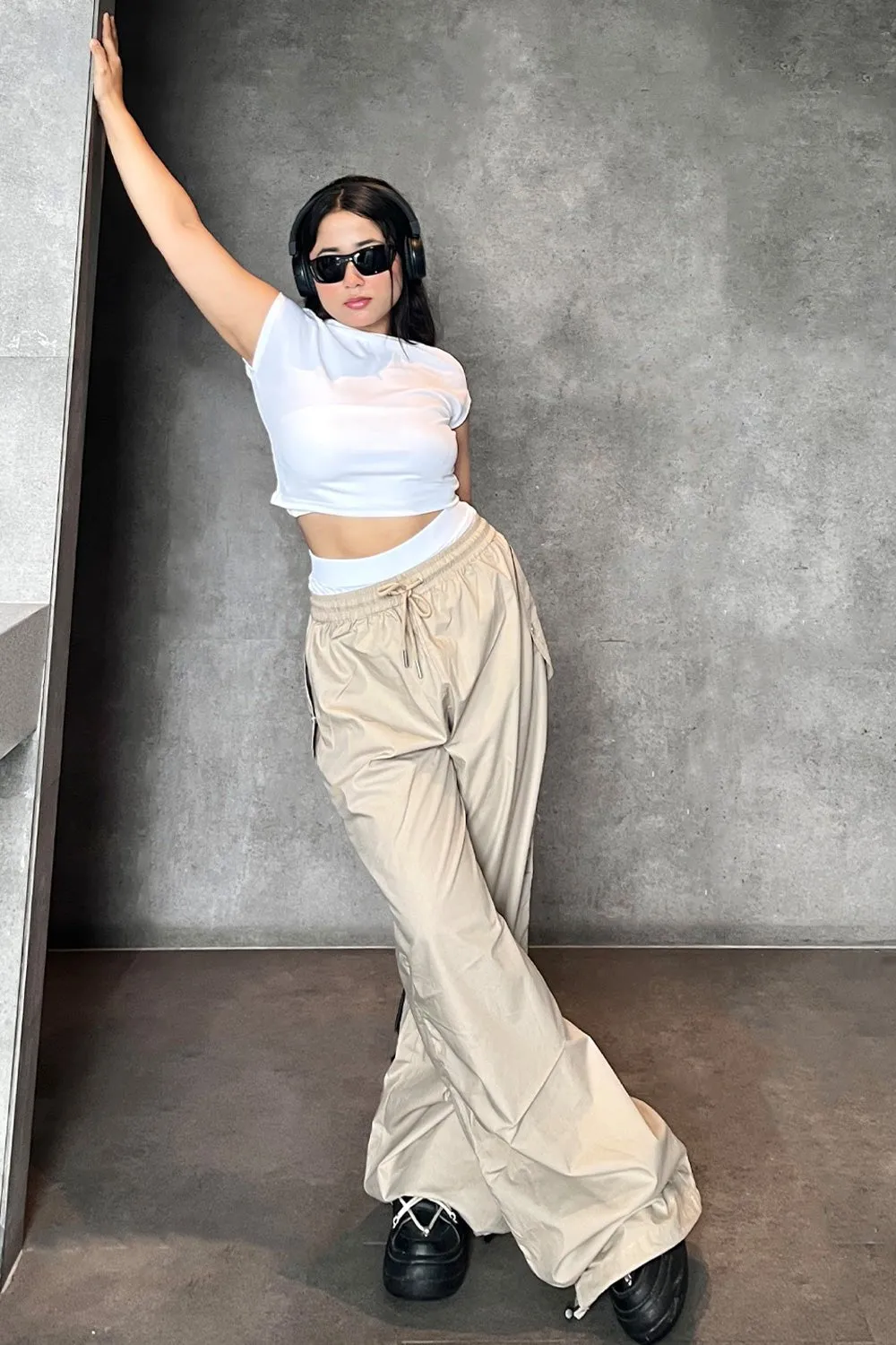 Beige Flared Pants