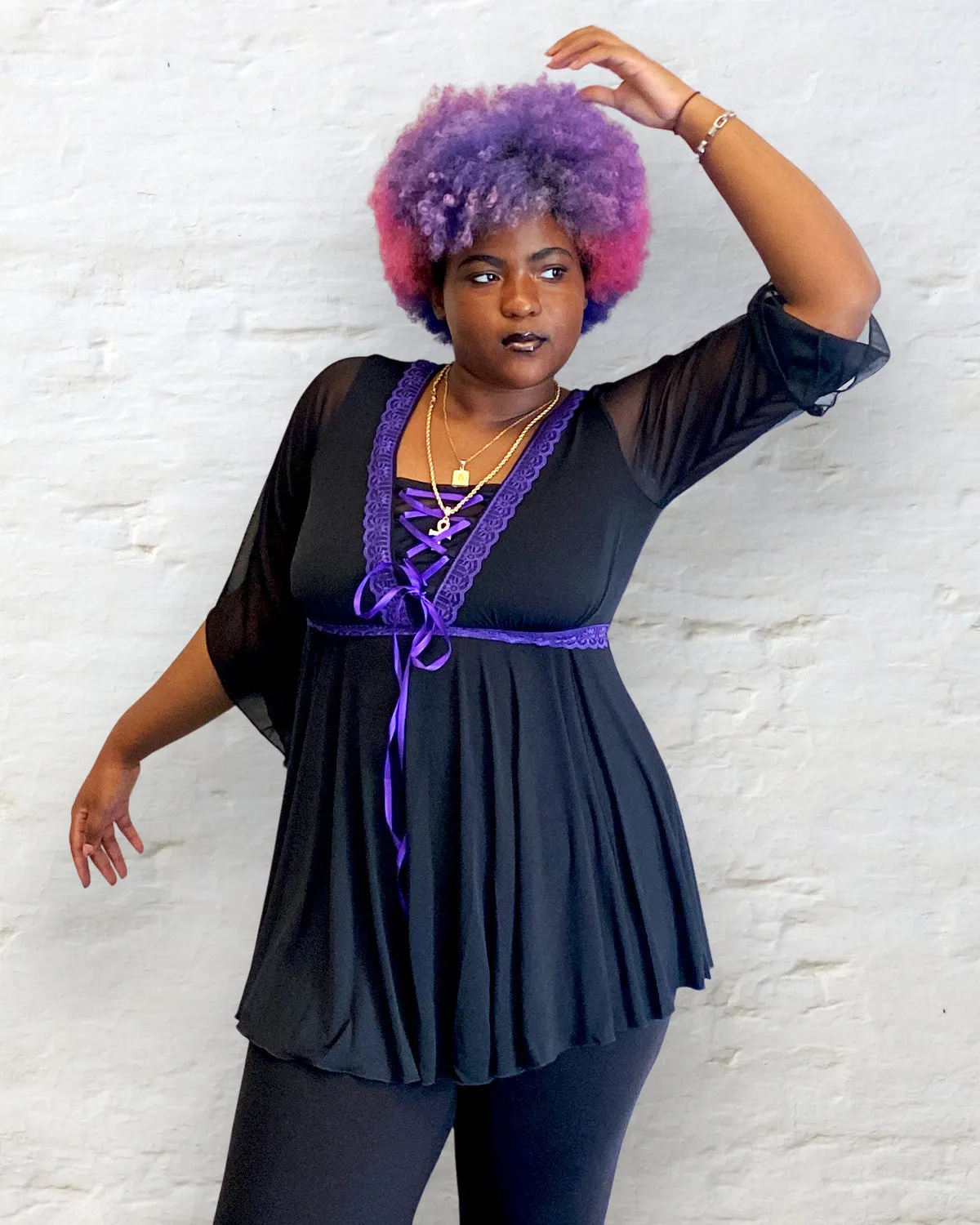 Bewitched Top in Black/Purple