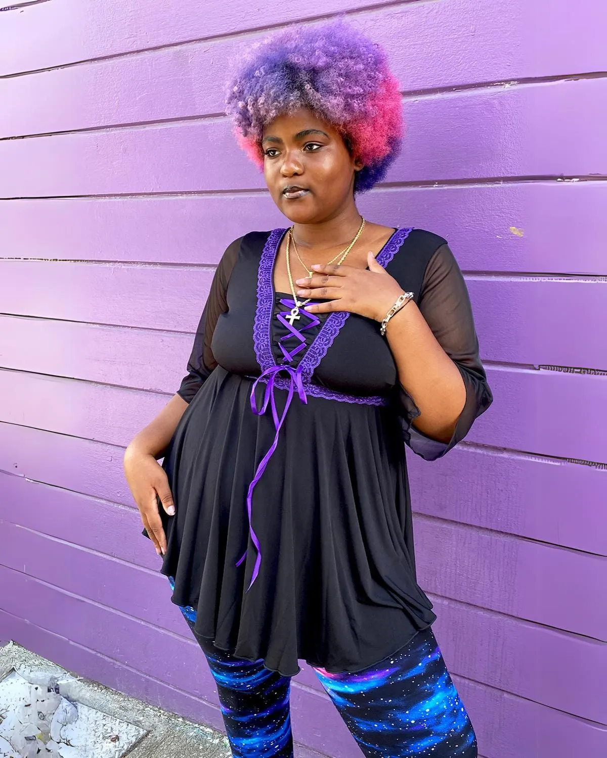Bewitched Top in Black/Purple