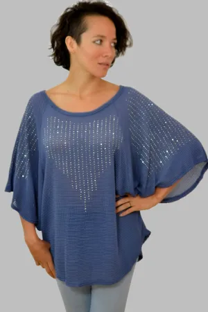 Bianca Angel Sleeve Dolman Blouse - Denim