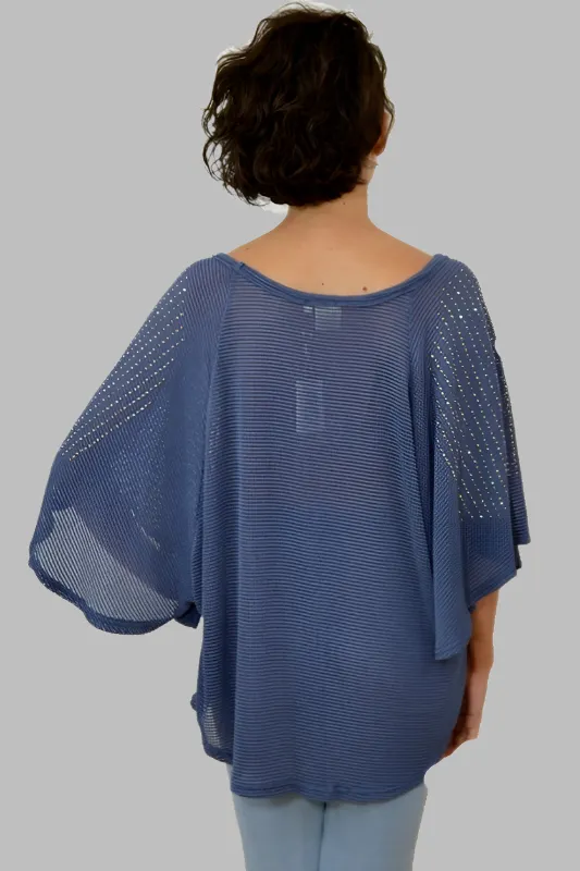 Bianca Angel Sleeve Dolman Blouse - Denim