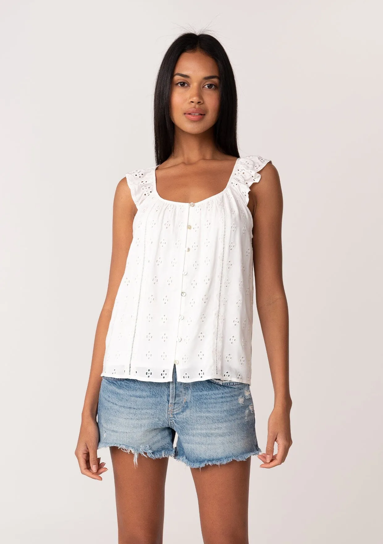 Bijou Button Front Top