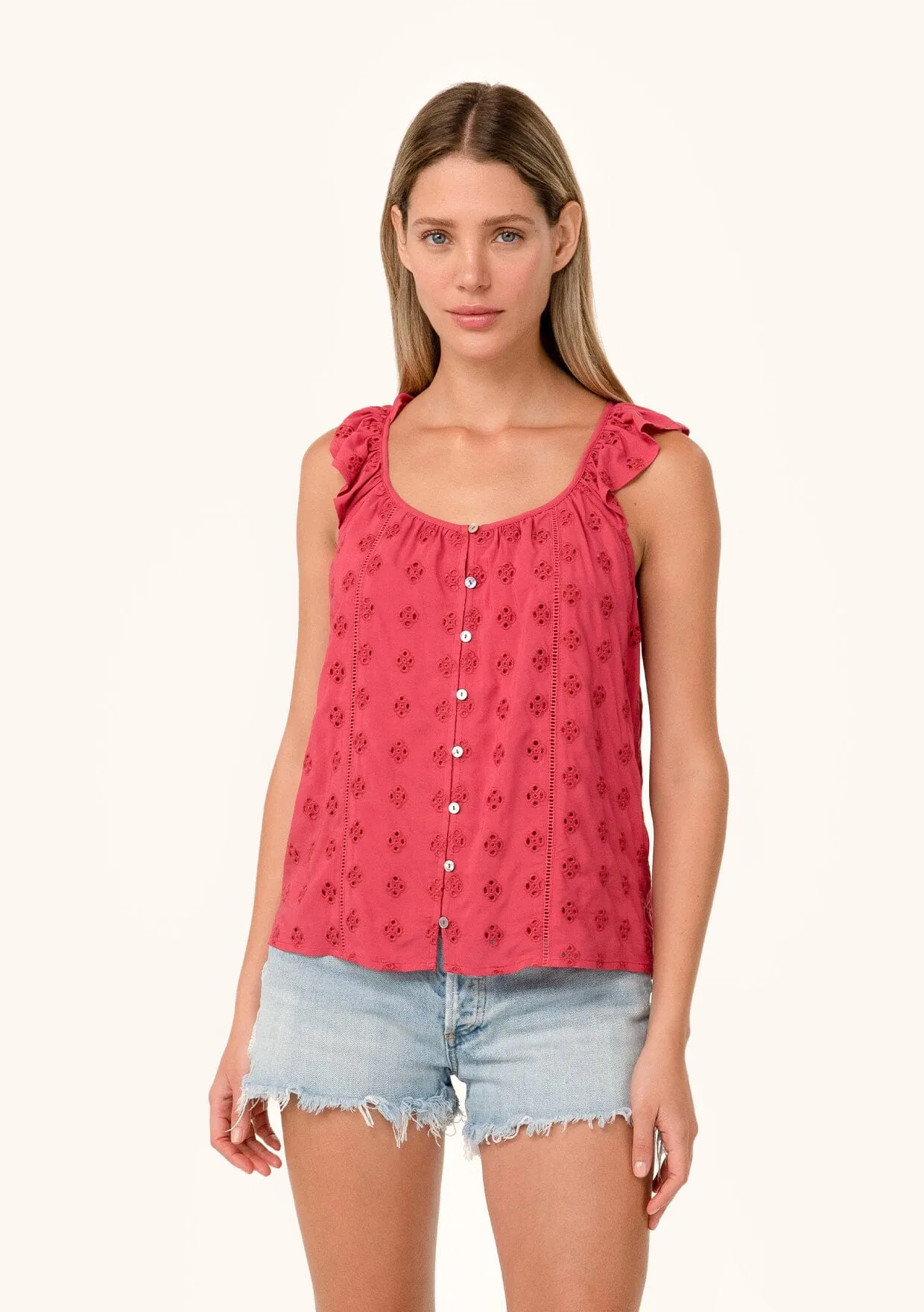 Bijou Button Front Top