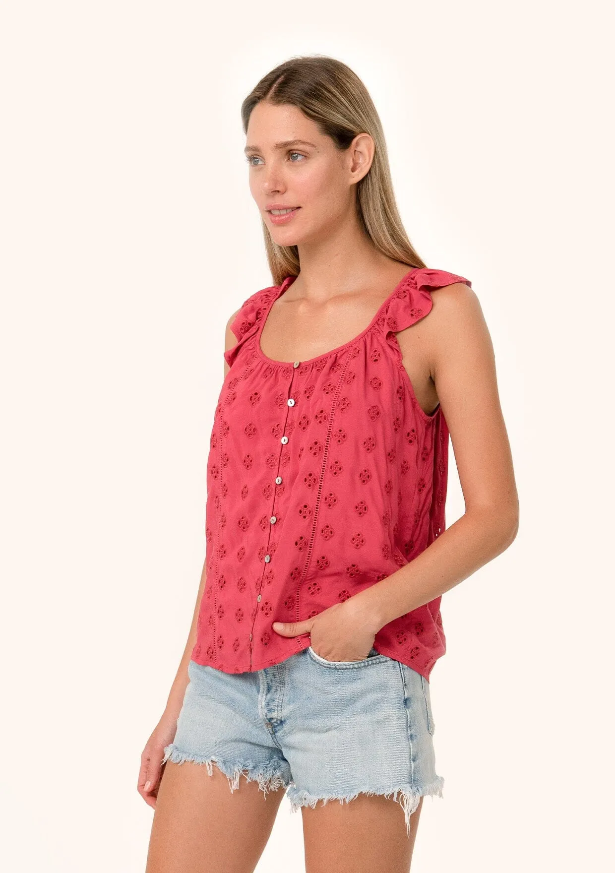 Bijou Button Front Top