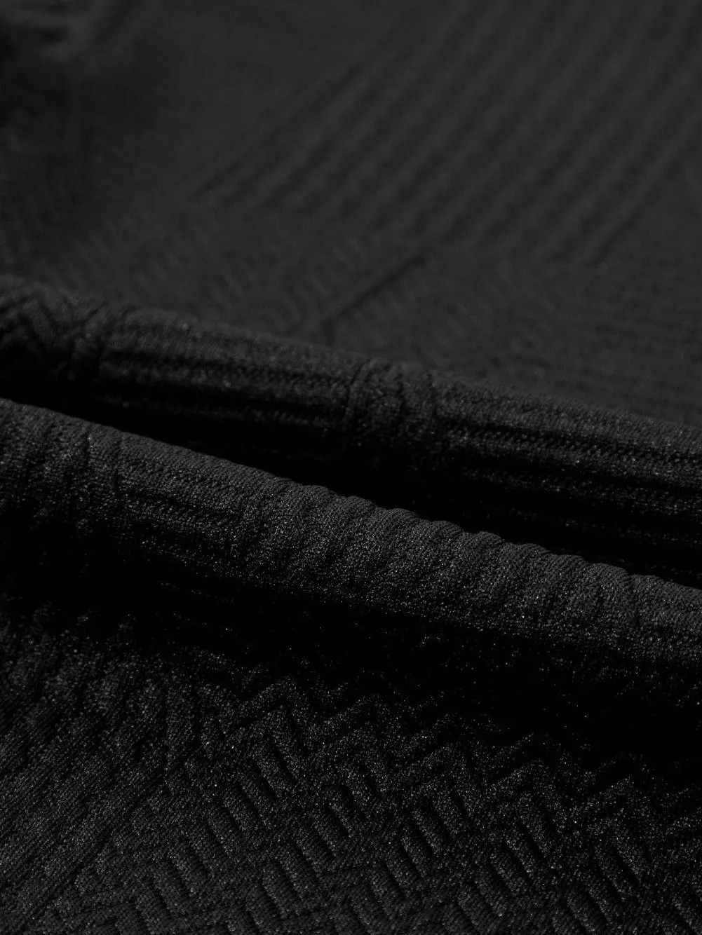 Black Ruffle Shoulder Two-Piece Set with Drawstring Shorts and Quilted Fabric