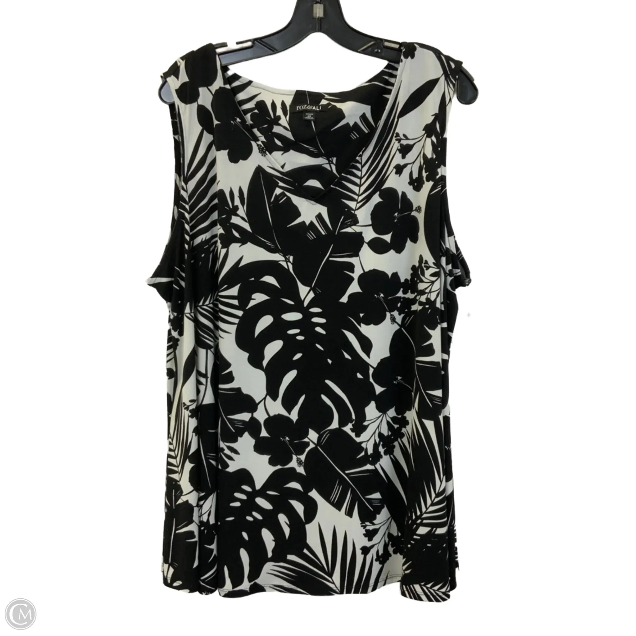 Blouse Sleeveless By Roz And Ali In Black & White, Size: 3x