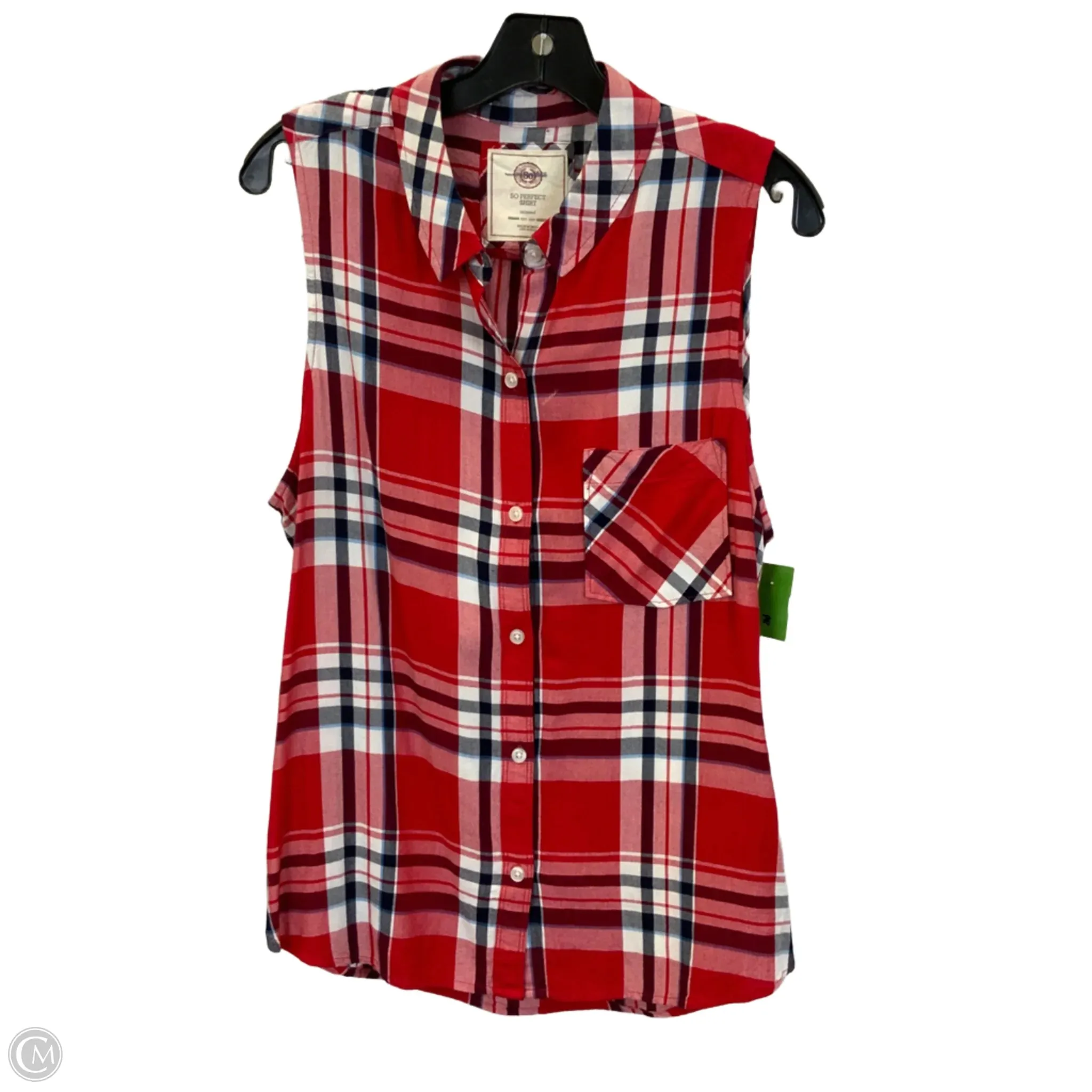 Blouse Sleeveless By So In Red, Size: Xl