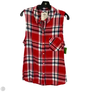 Blouse Sleeveless By So In Red, Size: Xl
