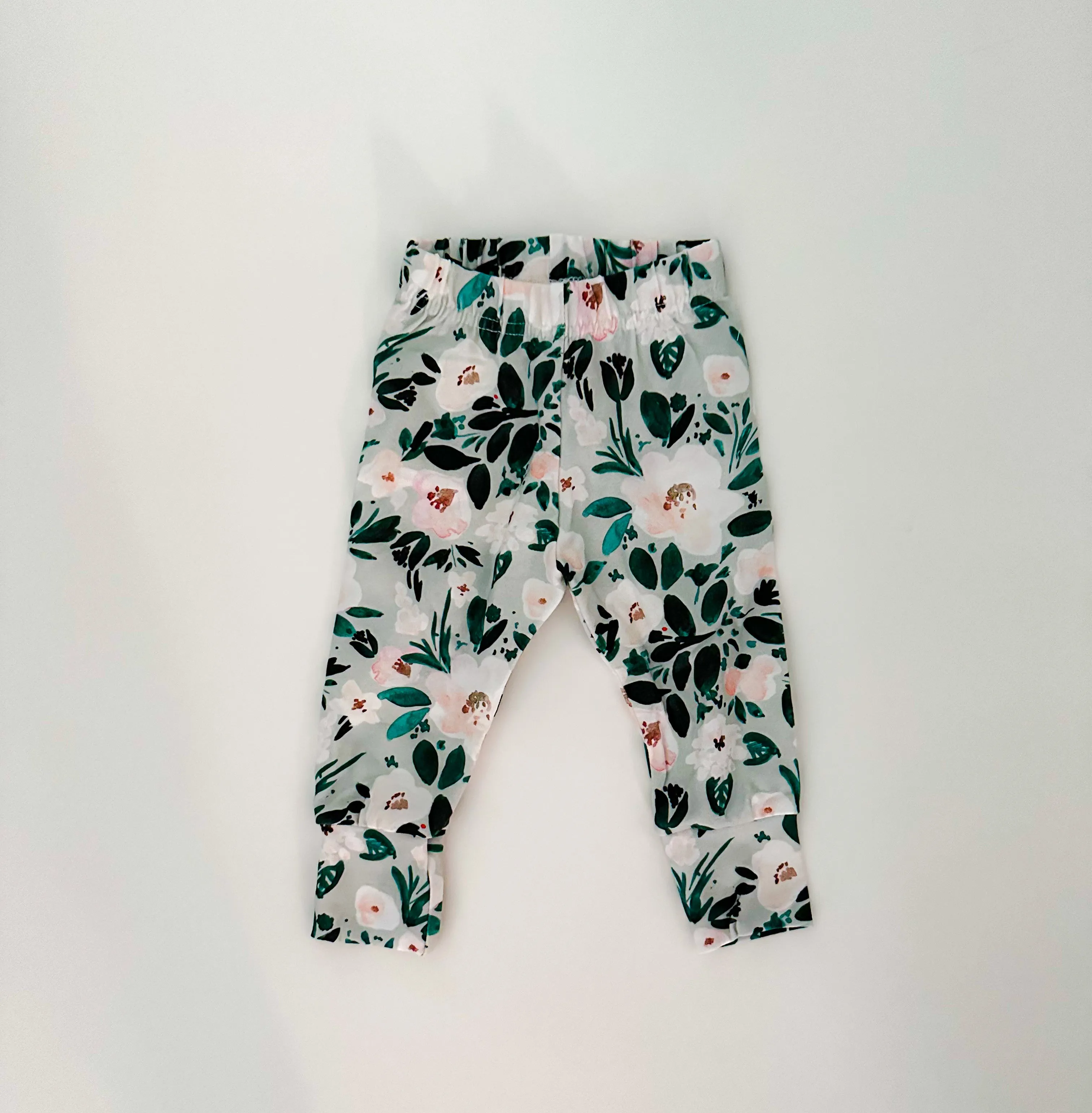 Blush and Gray Floral Leggings