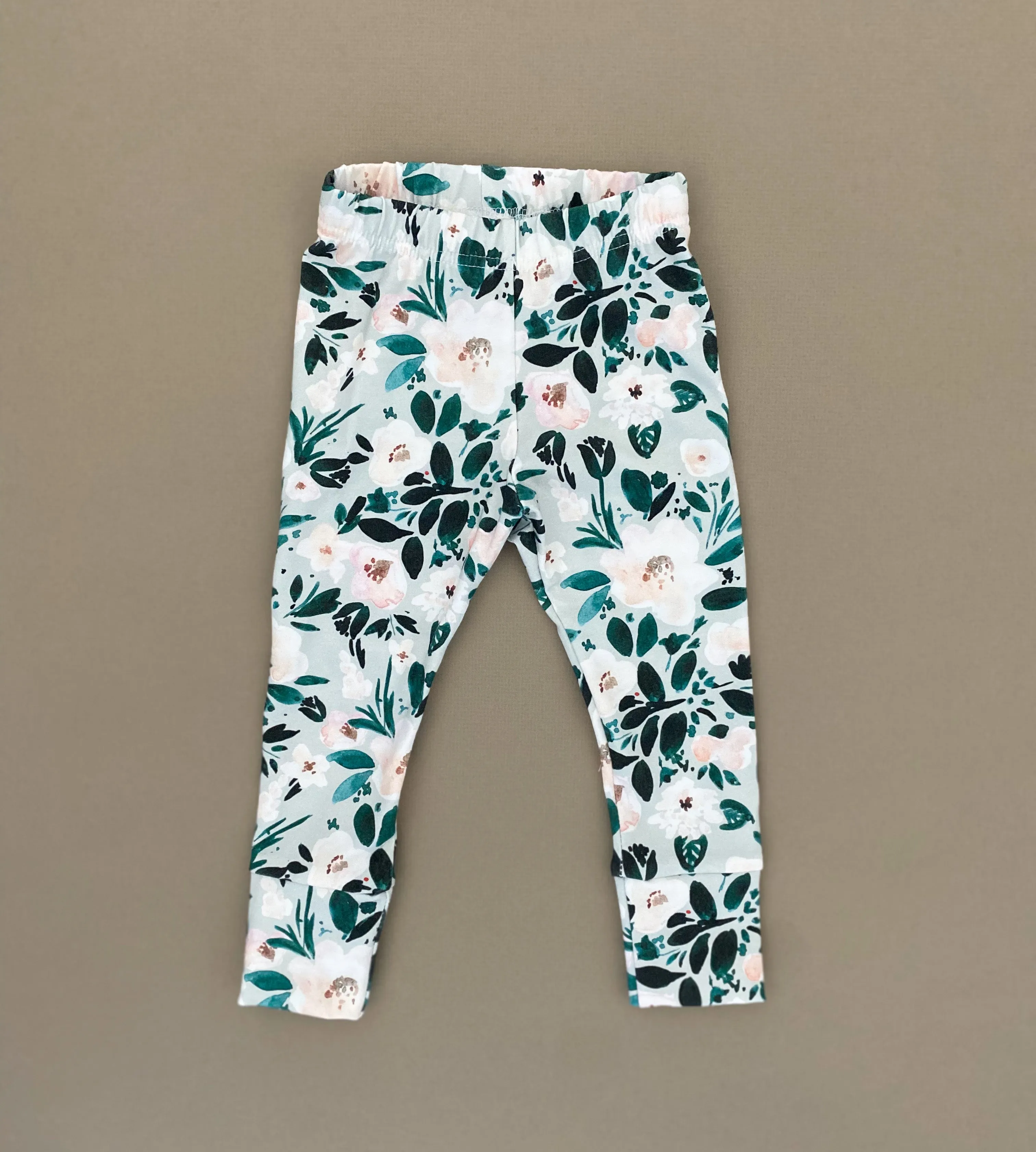 Blush and Gray Floral Leggings