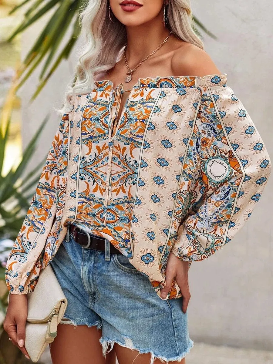 Bohemian Off-Shoulder Floral Blouse