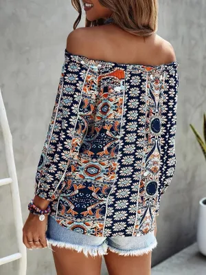 Bohemian Off-Shoulder Floral Blouse
