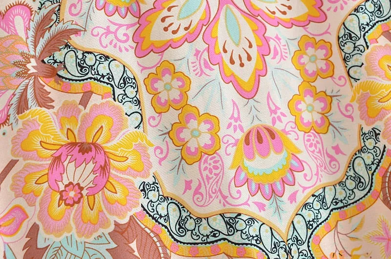 Boho Floral Print Short Kimono