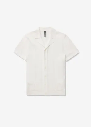 Border Mesh Tech Knit Shirt Ivory