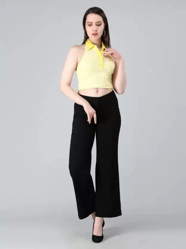 Bright and Trendy Yellow Striped Crop Top