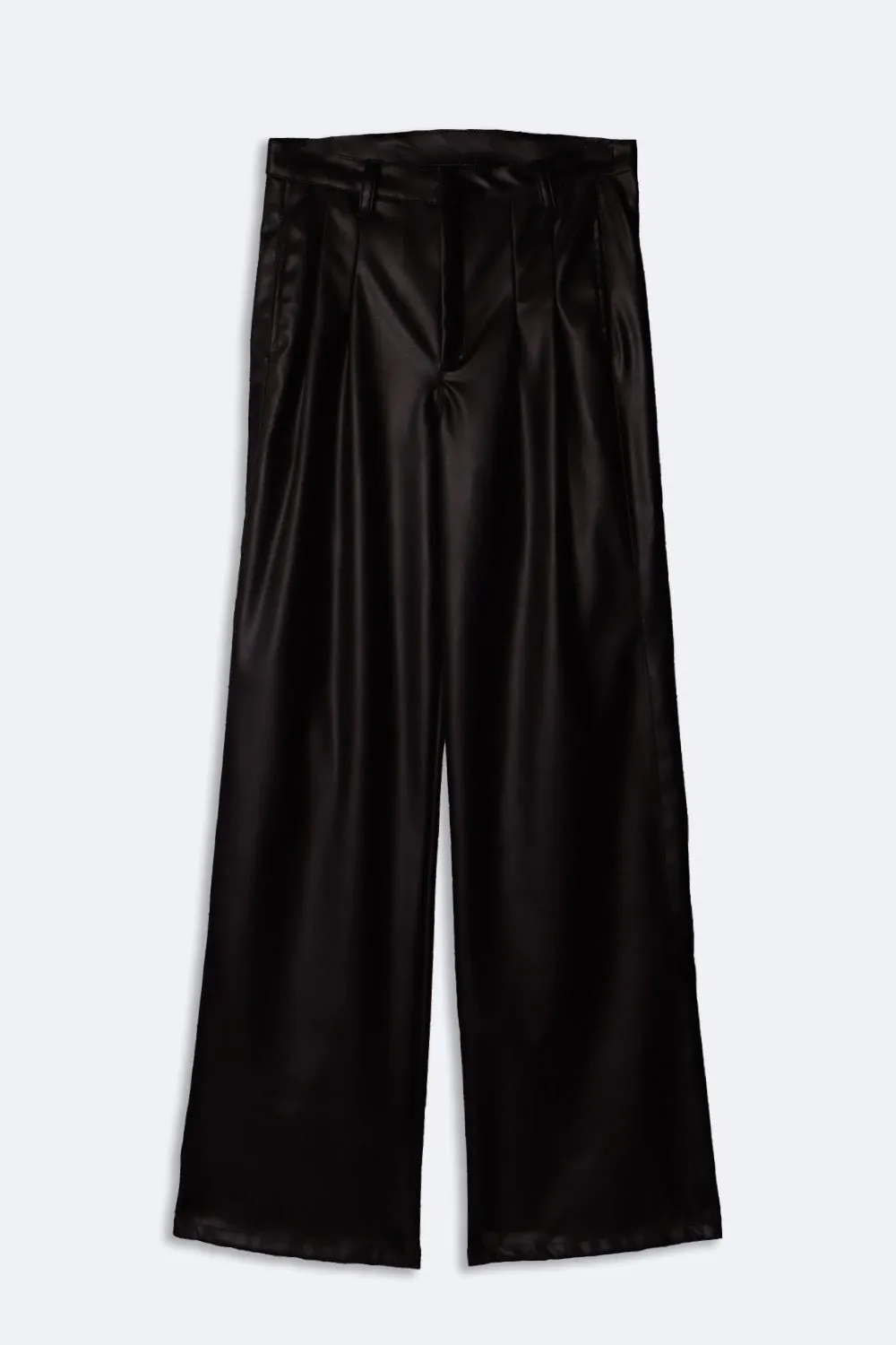Brown pleated leather pants