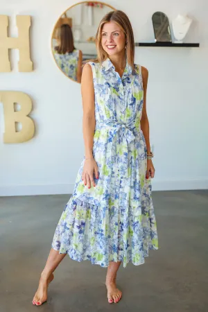 Button Down Floral Midi Dress