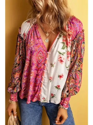 Castro Floral Patchwork Long Sleeve Loose Top