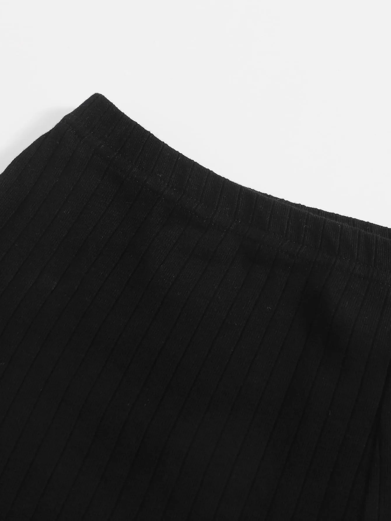 Casual Plain Rib-Knit High Waist Women Shorts