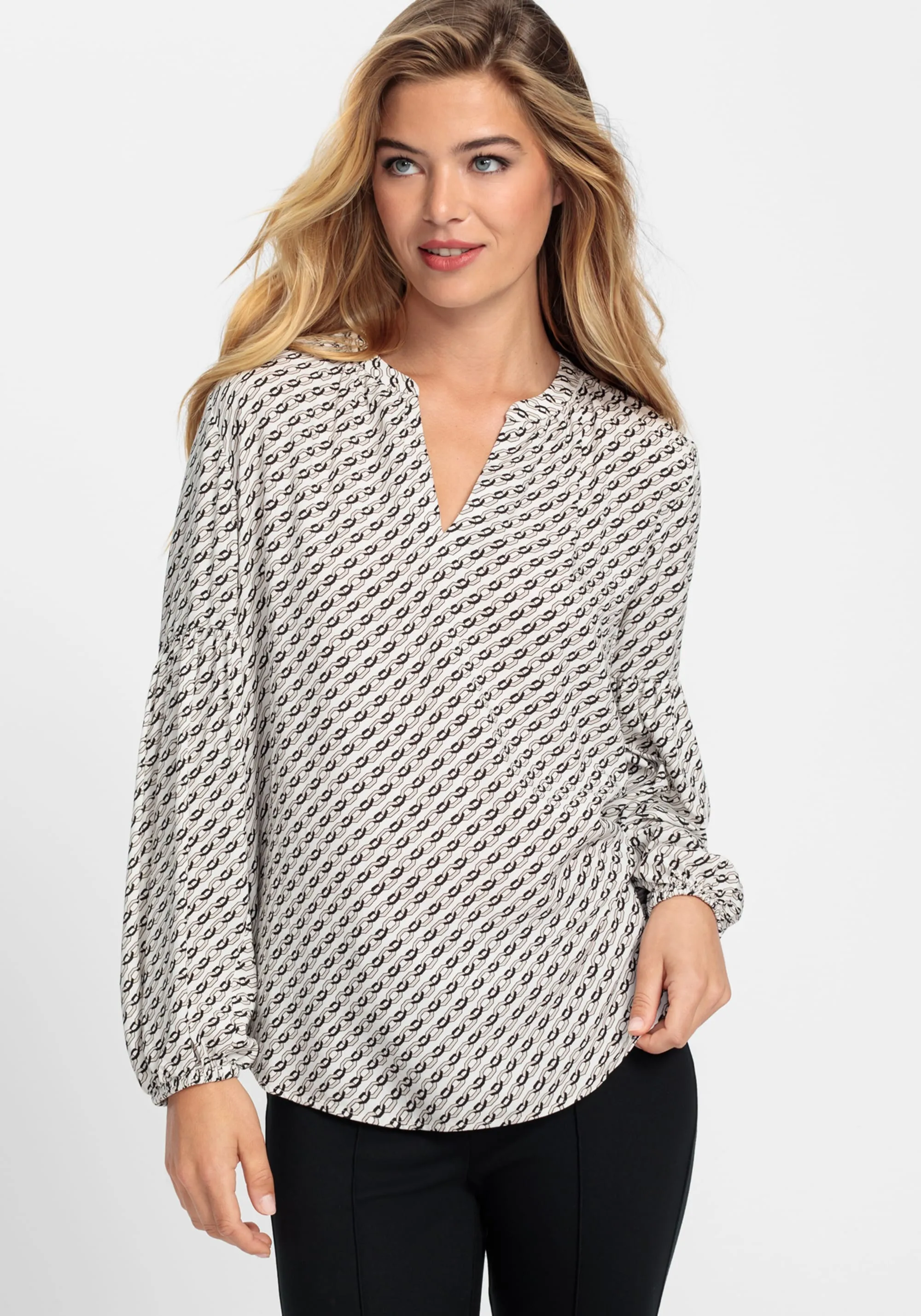 Chain Link Print Tunic Blouse