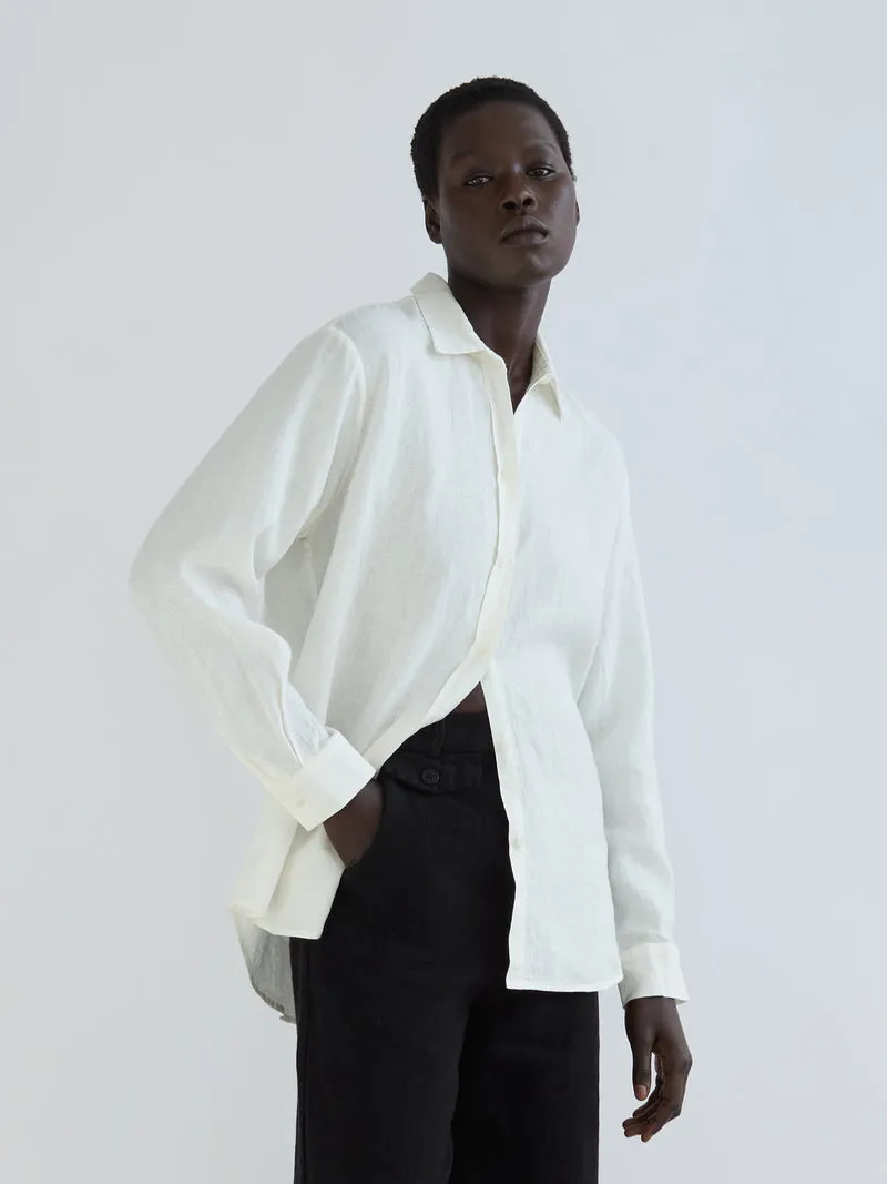 CLASSIC LINEN BUTTON DOWN - SALT