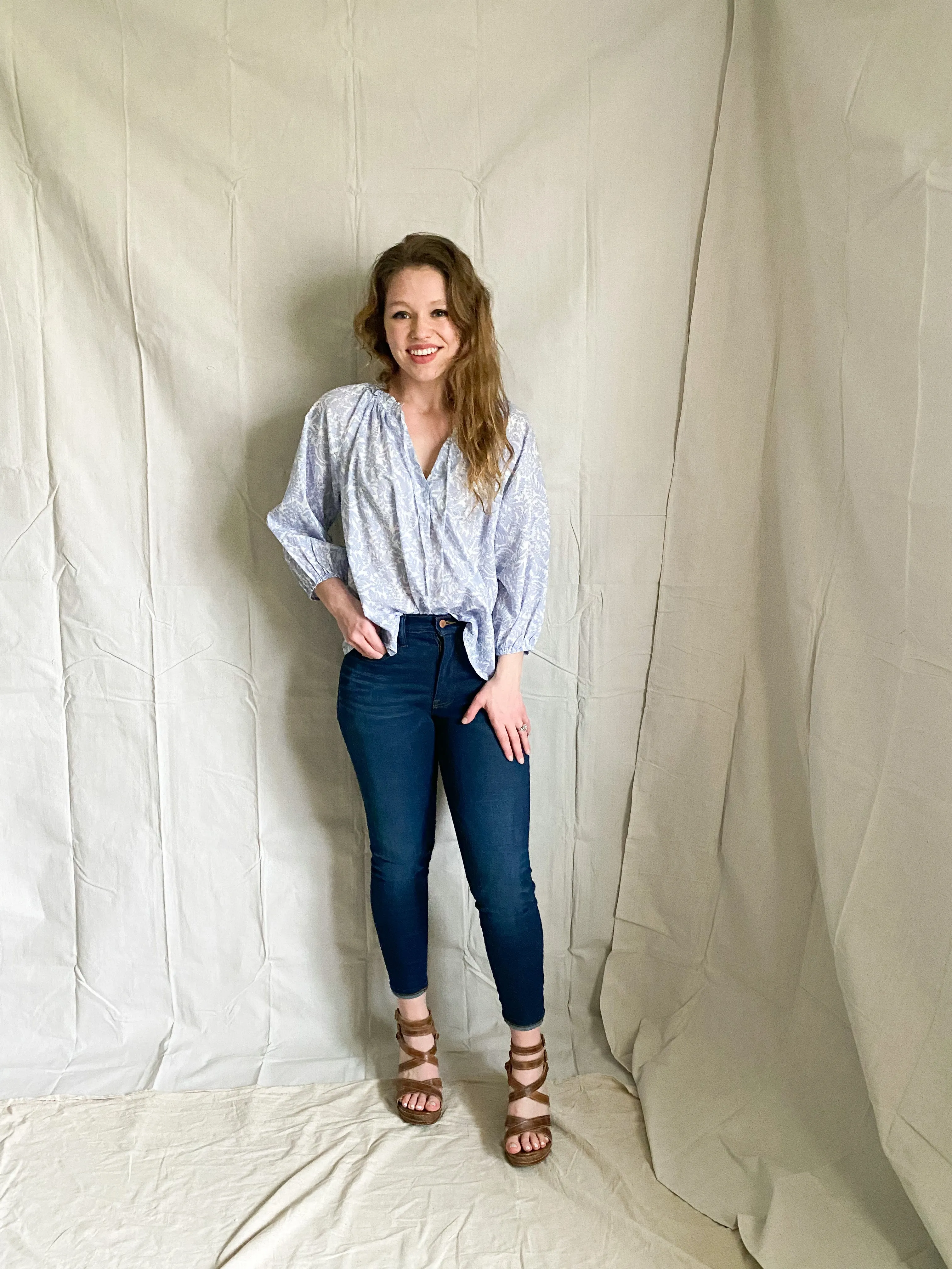 Constance blue floral top