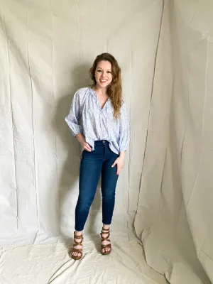 Constance blue floral top