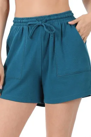 Cotton Drawstring Waist Shorts