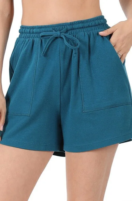 Cotton Drawstring Waist Shorts